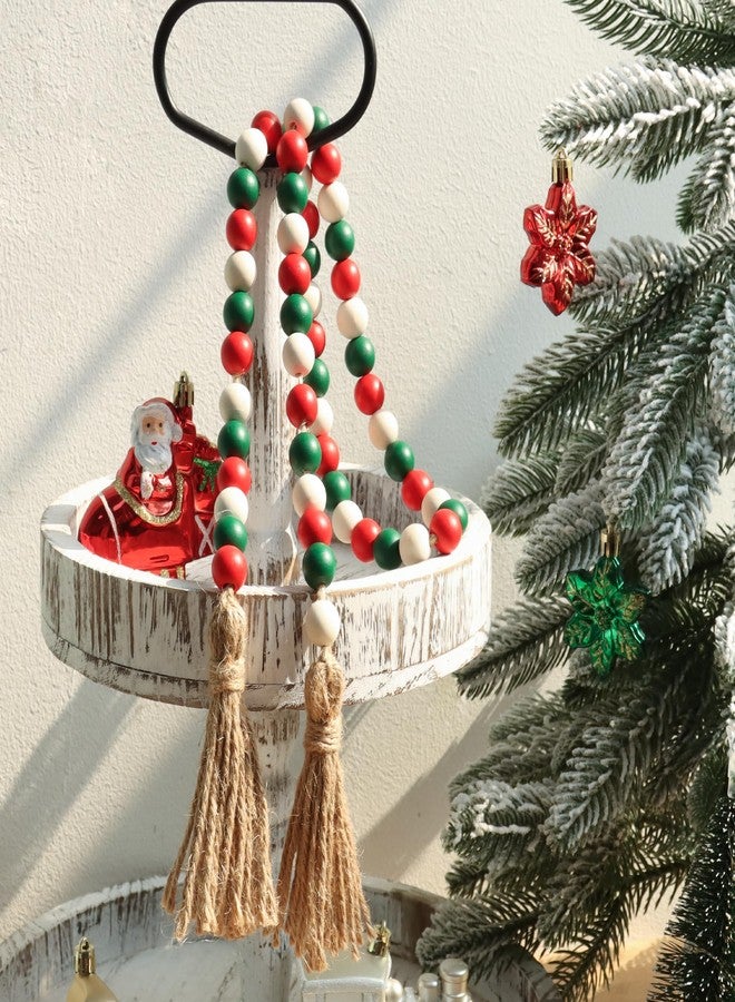 Meplait Christmas Wood Bead Garland,39in Farmhouse Beads with Tassels Tiered Tray Decor Wall Hanging Home Ornaments for Christmas Tree Decorations - Image 2